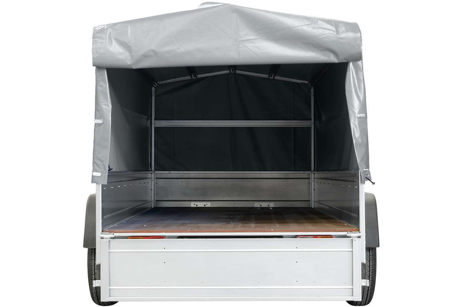 remorque double essieux unitrailer 264/2 kipp avec roue jockey, arceau et bâche grise – Image 7