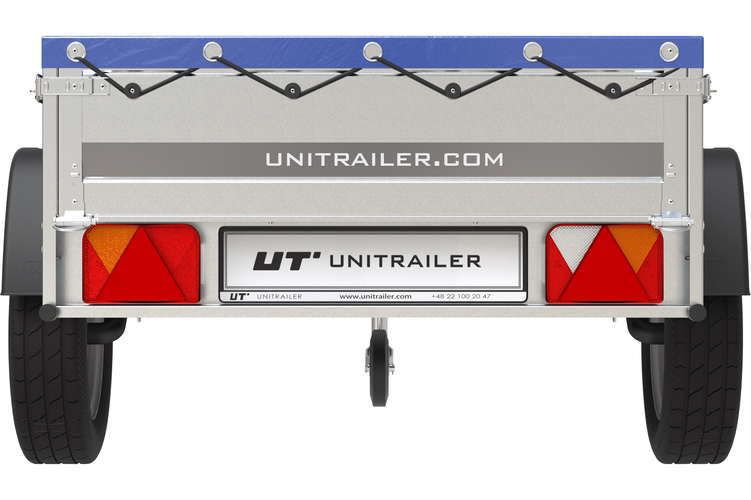 Remorque Garden Trailer 200 Kipp avec roue jockey et bâche plate bleue – Image 4