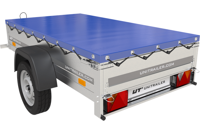 Remorque Garden Trailer 200 Kipp avec roue jockey et bâche plate bleue – Image 5