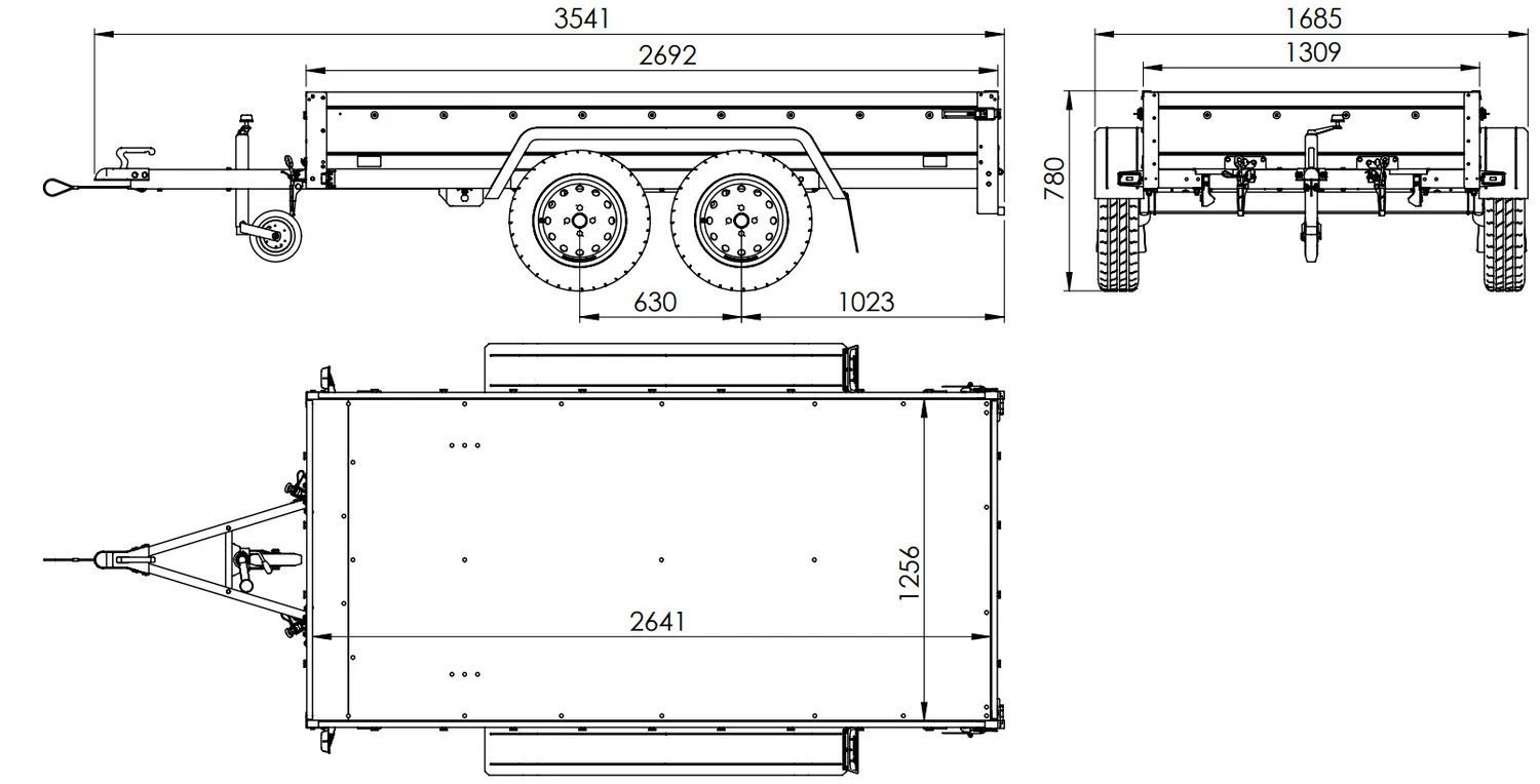 Remorque voiture 2 essieux UNITRAILER GARDEN TRAILER 264/2 KIPP – Image 2