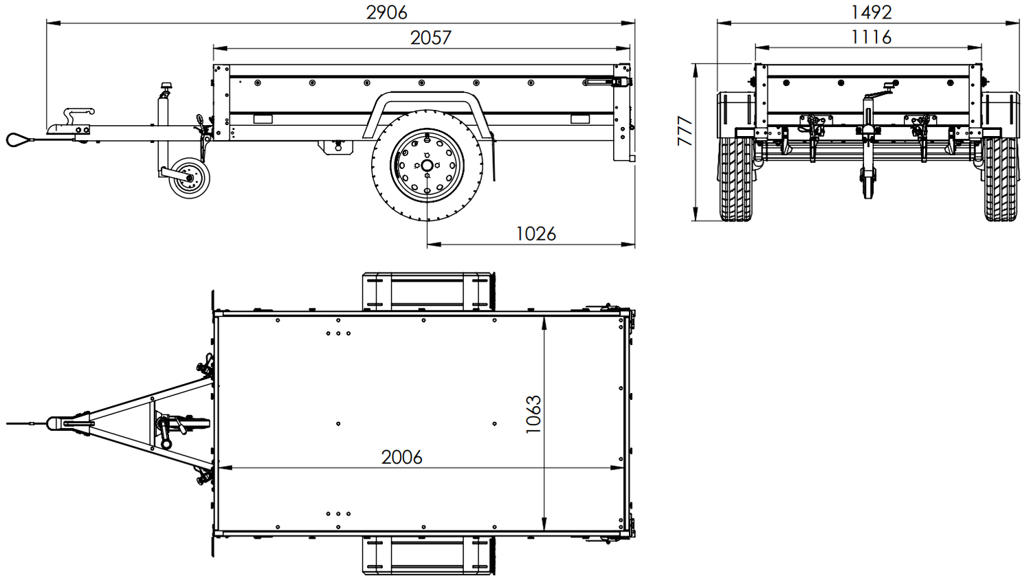 Remorque grillagée 200×106 avec bâche plate bleue ridelles grillagées et roue jockey – Garden Trailer 200 KIPP – Image 3
