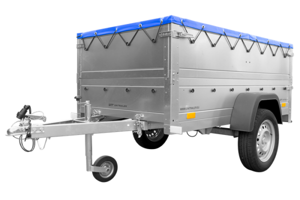 Remorque neuve 200×106 avec bâche plate, rehausses de ridelles et roue jockey – Garden Trailer 200 KIPP