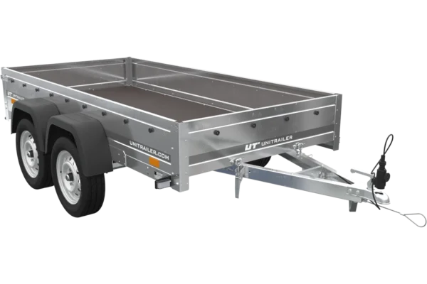 unitrailer 264/2 kipp avec roue jockey, tiges de support et bâche plate bleue