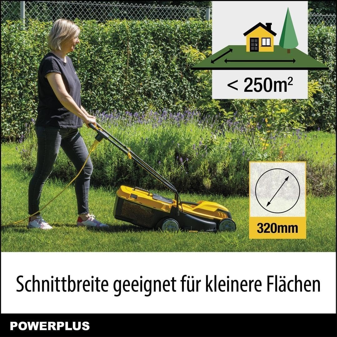Tondeuse à gazon électrique Powerplus - POWEG62203 - 1000 W - 320 mm Ø - Avec ramassage et éjection arrière – Image 2