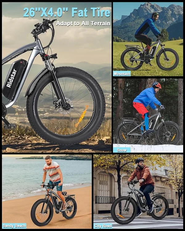 Vélo électrique Ridstar E26 Pro à double moteur 2000 W 48 V 23 Ah – Image 3