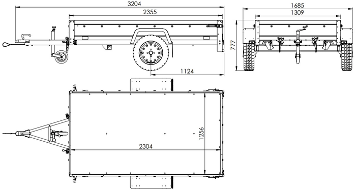 Remorque routière Garden Trailer 230 KIPP avec bâche haute, arceau et roue jockey 230x125 – Image 7
